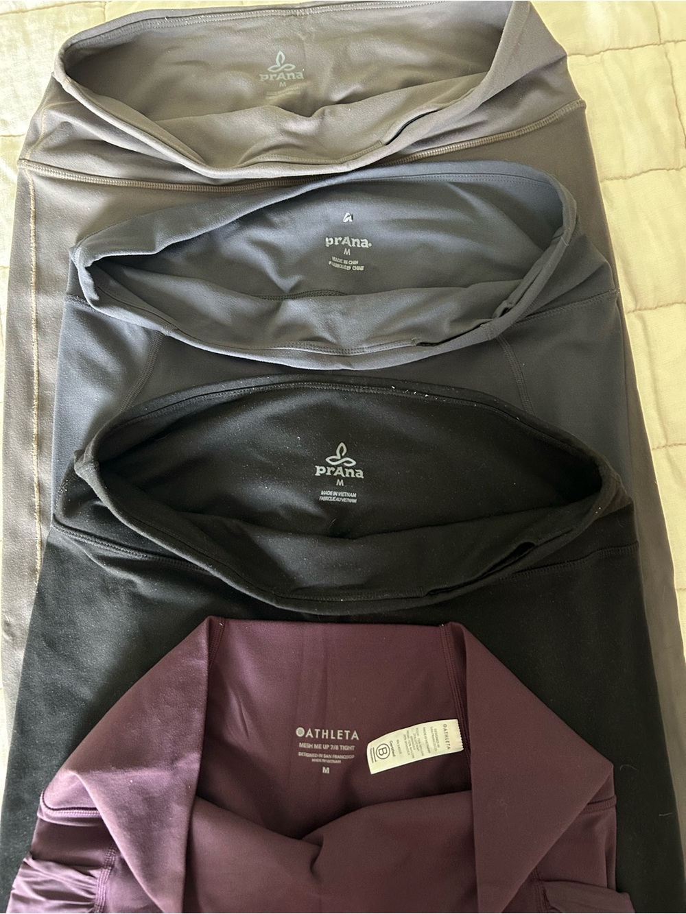 Athleta and PrAna leggings bundle - 4 pairs - Size M - yoga workout activewear
